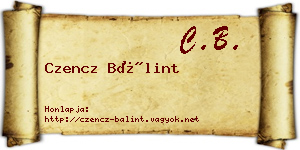 Czencz Bálint névjegykártya